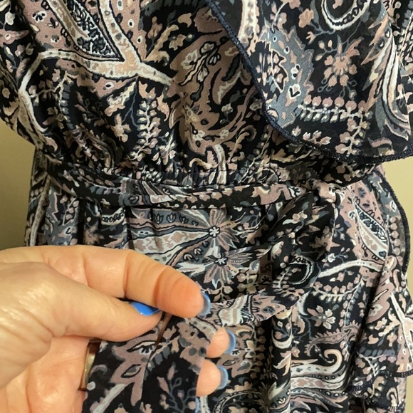 SUNDRESS blouson sundress Ruffled belted high low, casual vintage paisley Small - Picture 6 of 17